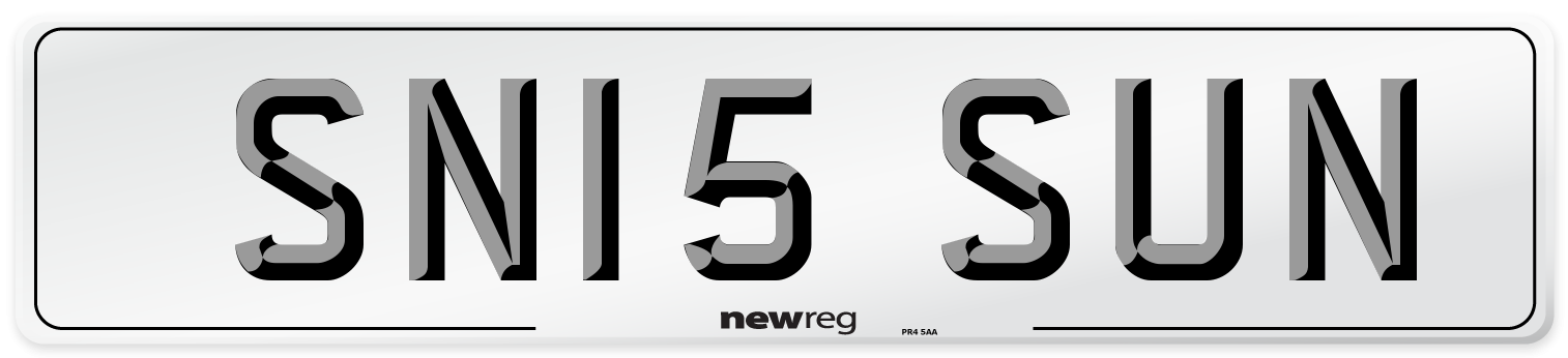 SN15 SUN Number Plate from New Reg